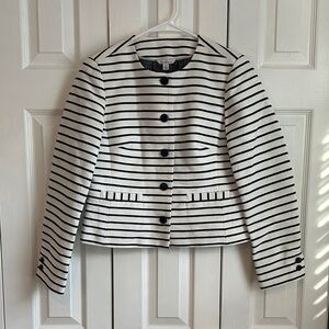 L.L.Bean Signature Collarless Striped Textured Cropped Blazer – Women’s Size 6